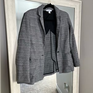 Gingham/Plaid Women’s Double-Breasted Blazer